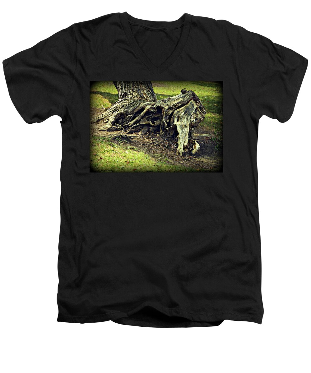Trunk Intensity Men's V-Neck T-Shirt featuring the photograph Trunk Intensity by Cyryn Fyrcyd