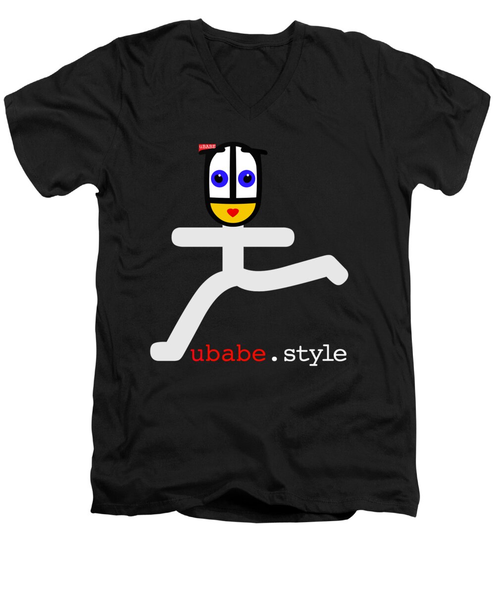 Ubabe Style Men's V-Neck T-Shirt featuring the digital art Ubabe Style Runner by Ubabe Style