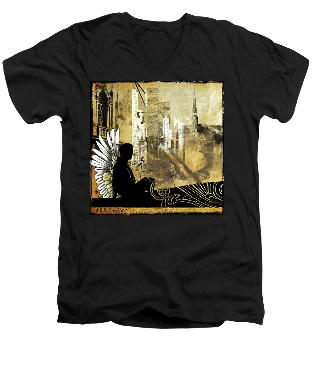 Urban Men's V-Neck T-Shirt featuring the photograph Urban Angel by Diana Haronis