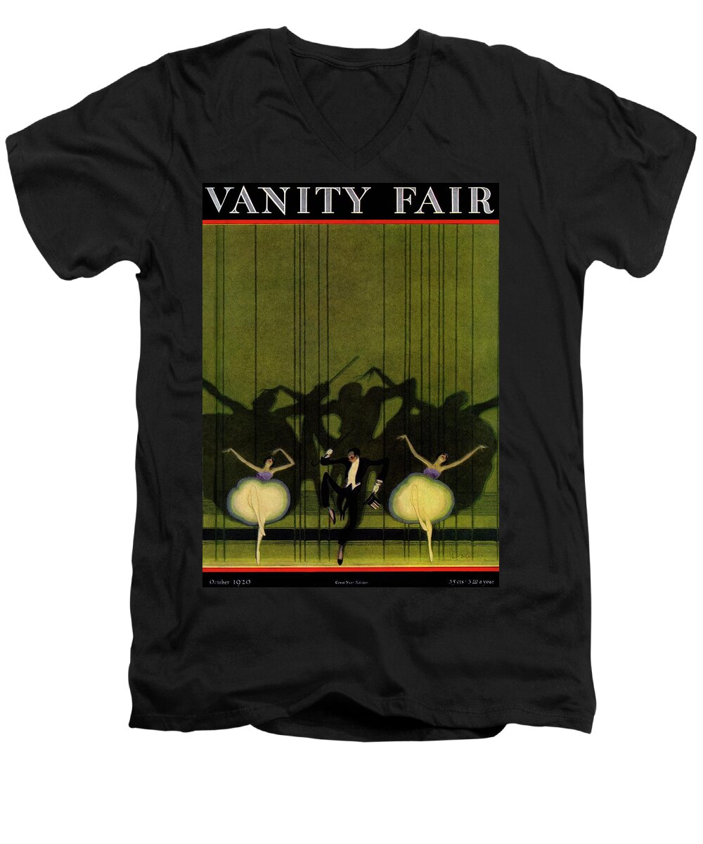 #new2022 Men's V-Neck T-Shirt featuring the painting Vanity Fair Cover Of Three Dancers On Stage by William Bolin