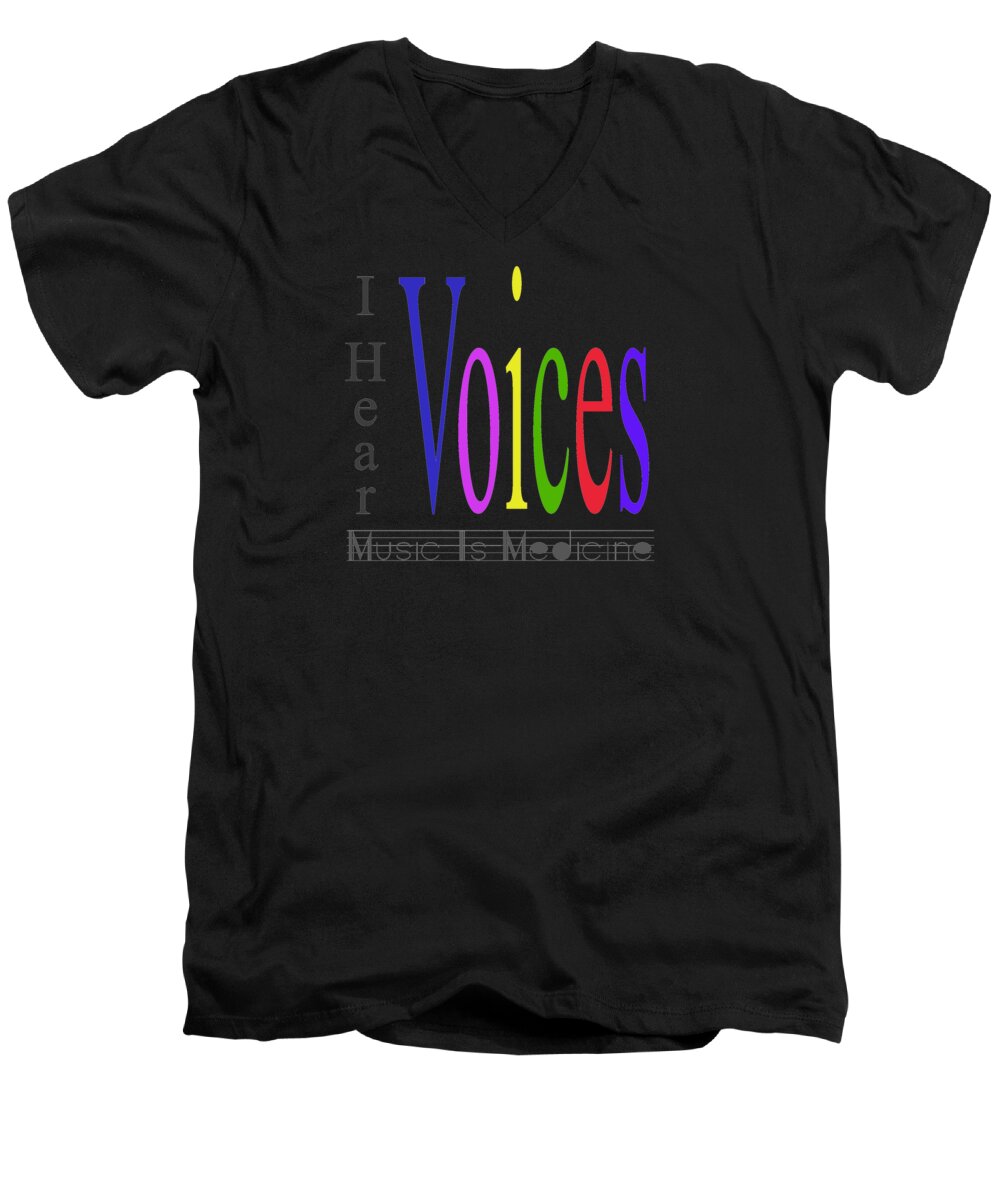 The Voice Men's V-Neck T-Shirt featuring the mixed media Voices by Ed Taylor