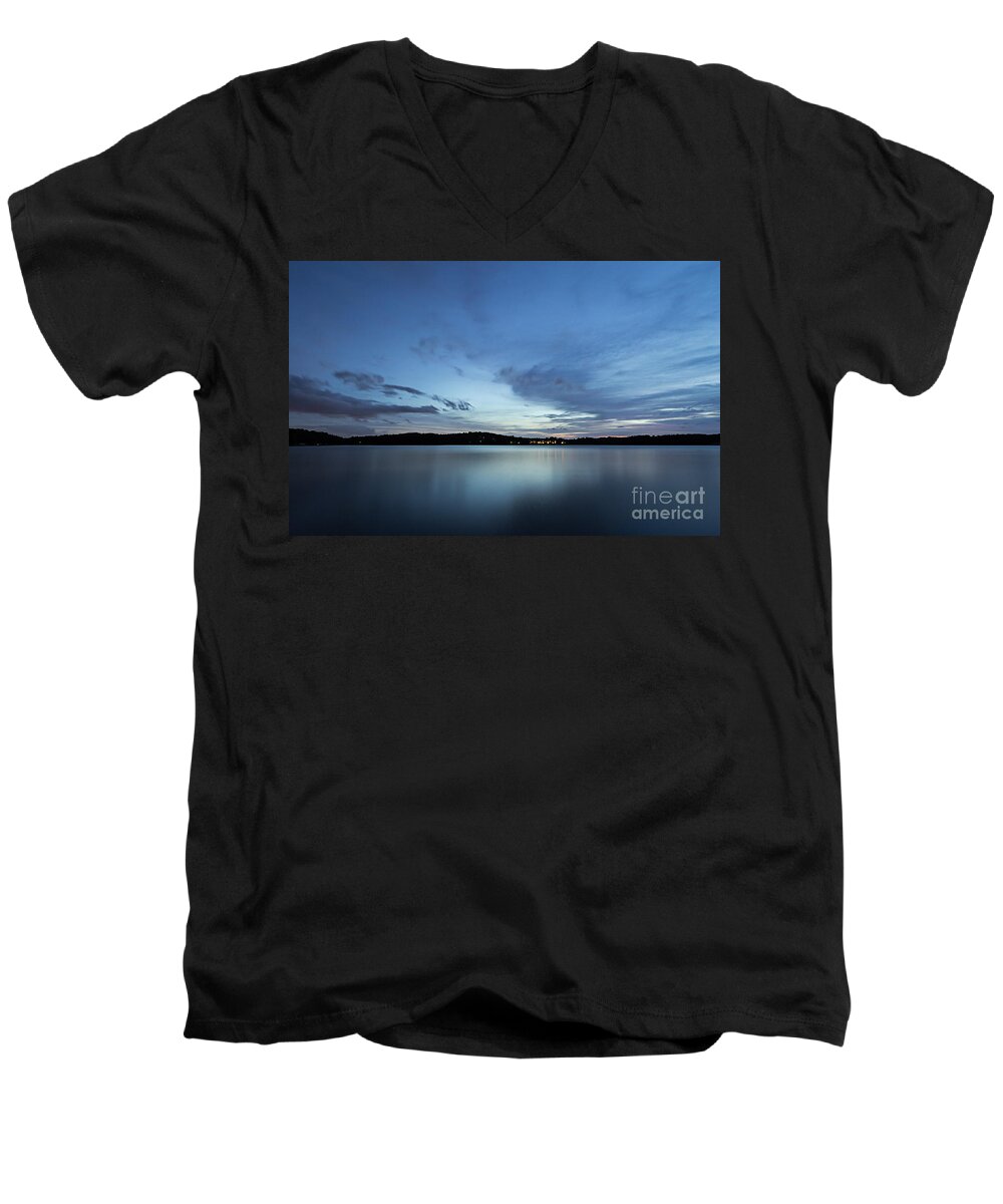 Lake-lanier Men's V-Neck T-Shirt featuring the photograph Winter on the Lake by Bernd Laeschke