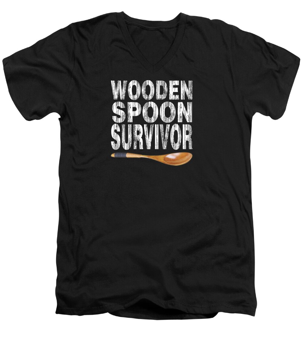 Wooden Spoon Survivor Men's V-Neck T-Shirt featuring the digital art Wooden Spoon Survivor by Akuf Ive