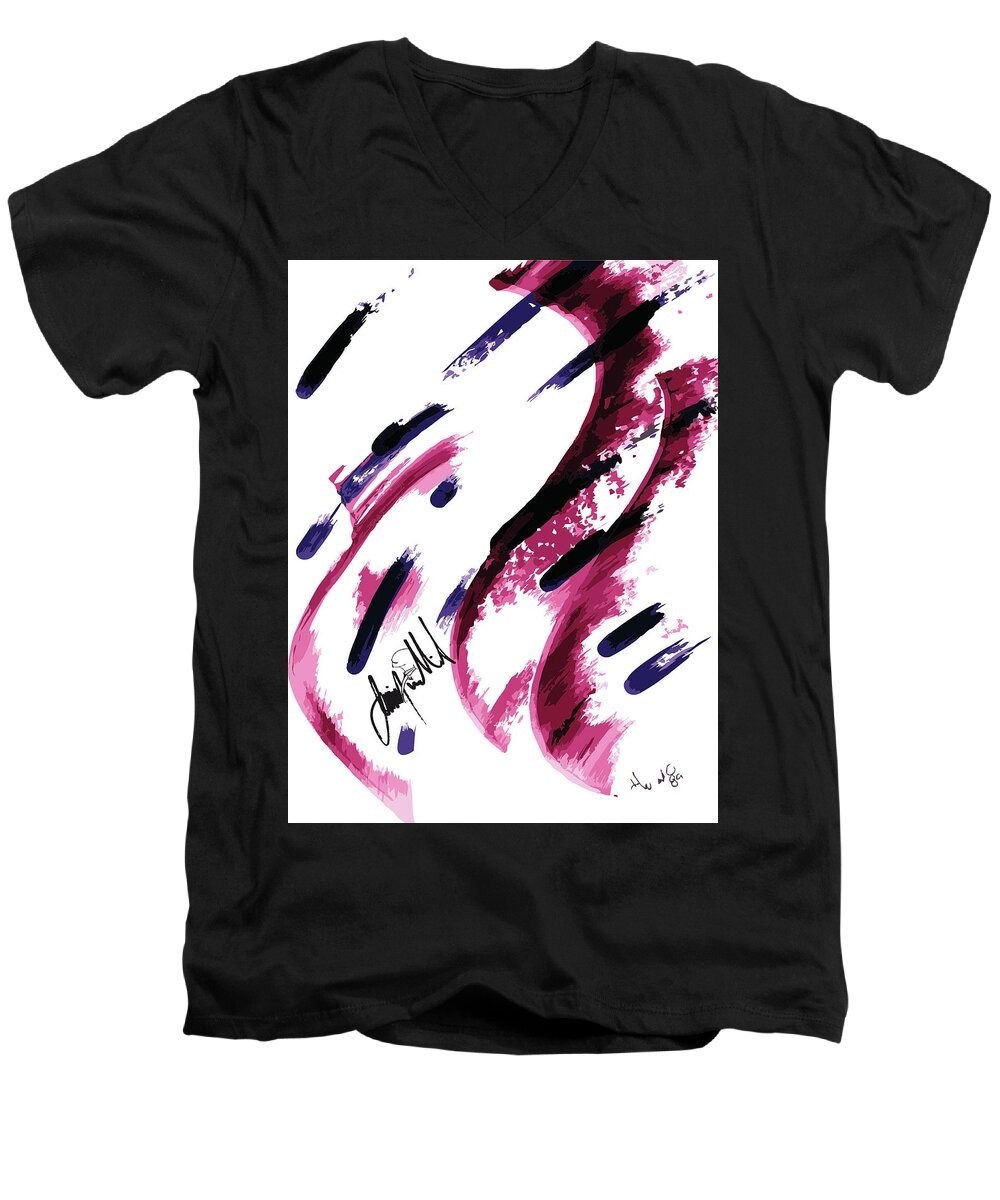  Men's V-Neck T-Shirt featuring the digital art Worm by Jimmy Williams