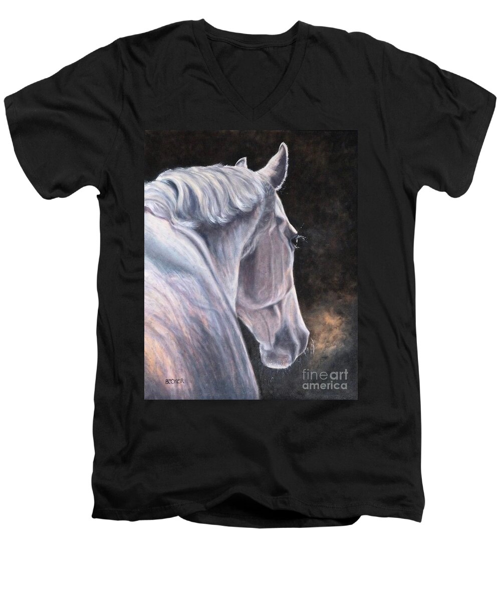 Horse Men's V-Neck T-Shirt featuring the painting Zen Breath by Susan A Becker