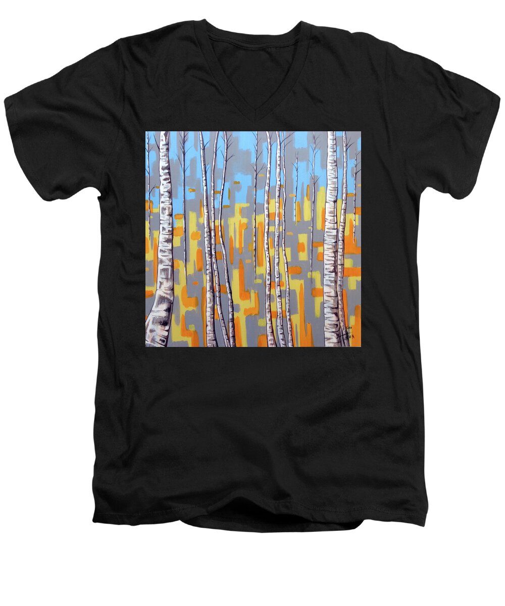 Abstract Men's V-Neck T-Shirt featuring the painting Zhivago by Tara Hutton