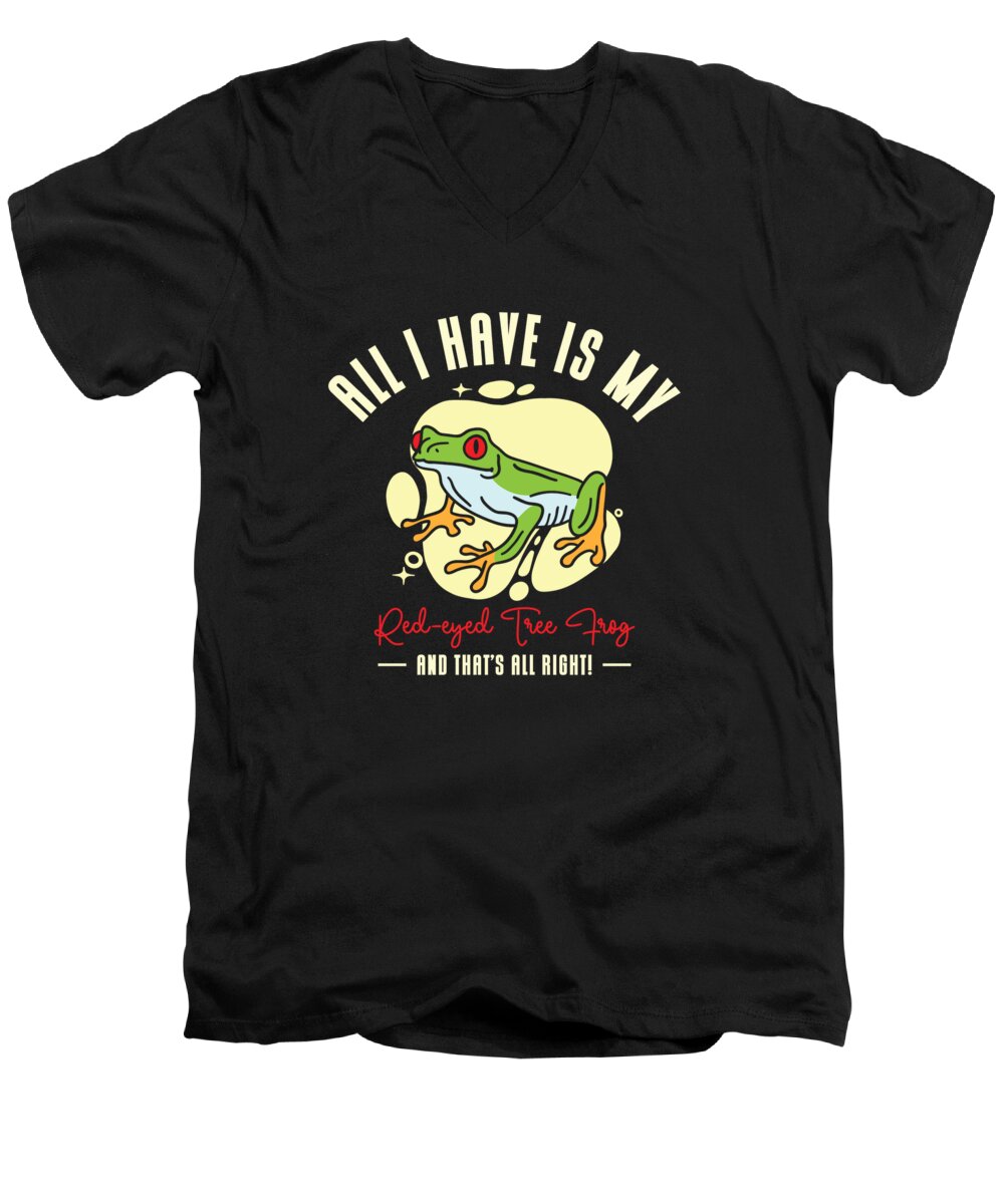 Frog Men's V-Neck T-Shirt featuring the digital art Red Eyed Tree Frog Cute Rainforest Amphibian #13 by Toms Tee Store