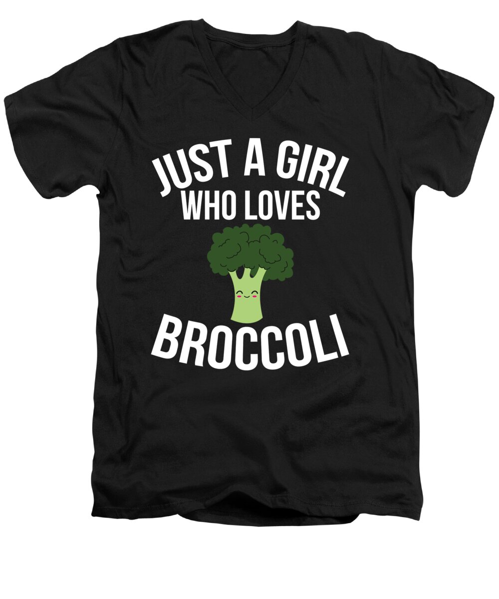 Broccoli Men's V-Neck T-Shirt featuring the digital art Broccoli #2 by Mercoat UG Haftungsbeschraenkt