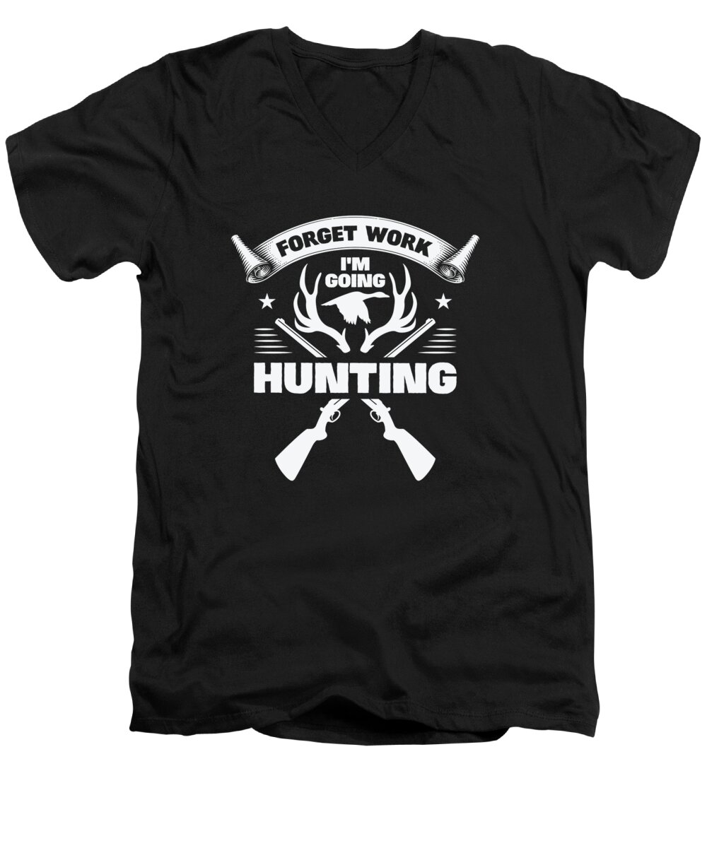 Hunter Men's V-Neck T-Shirt featuring the digital art Hunter Shooting Wild Animals Hunting #2 by Toms Tee Store