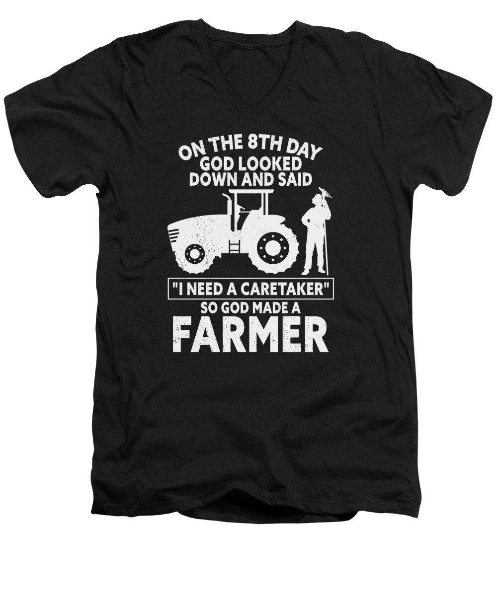Farming Men's V-Neck T-Shirt featuring the digital art Farming Agriculture Country Life Farmers #9 by Toms Tee Store