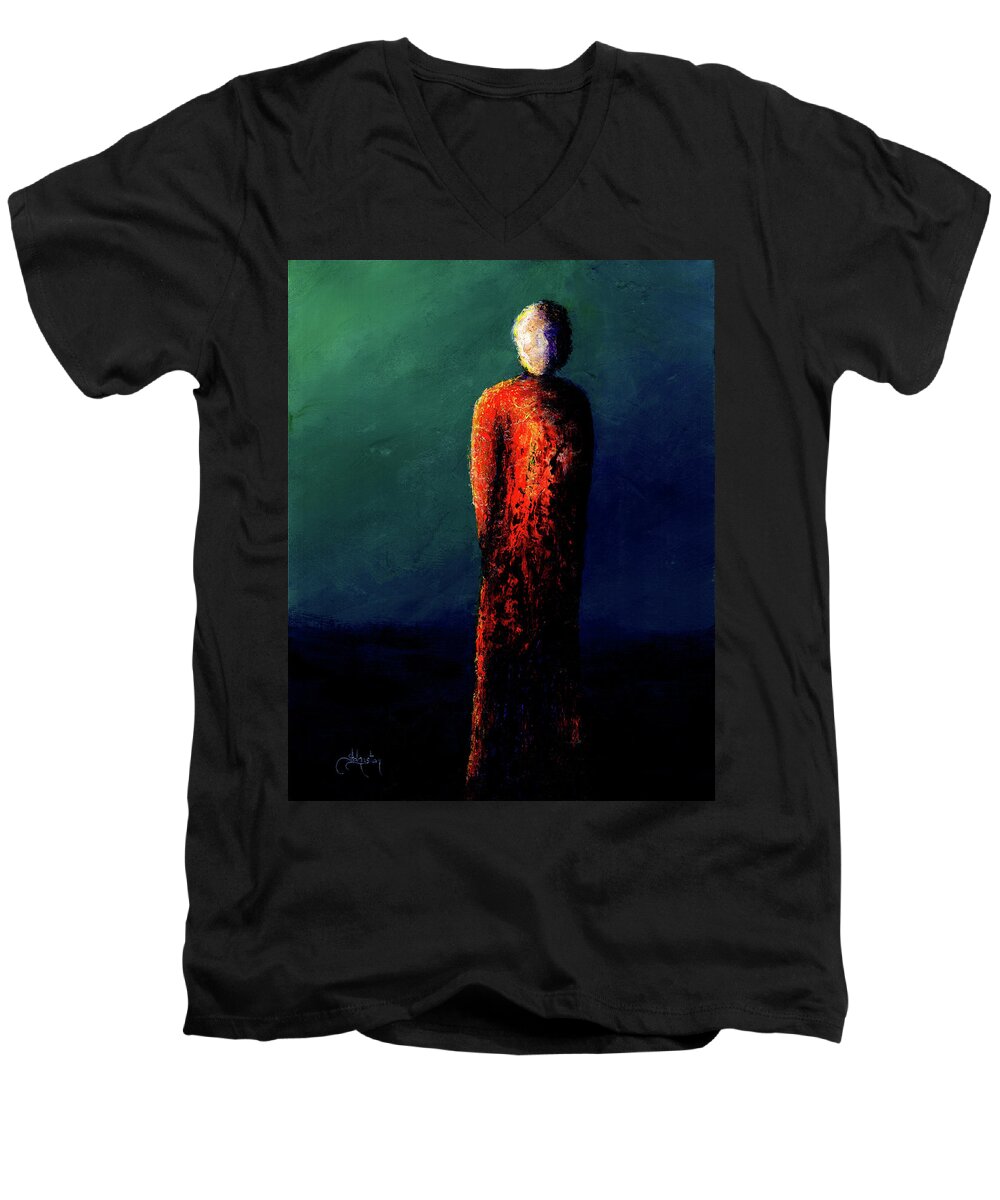 Time Men's V-Neck T-Shirt featuring the painting A Time in the Sun by Cindy Johnston
