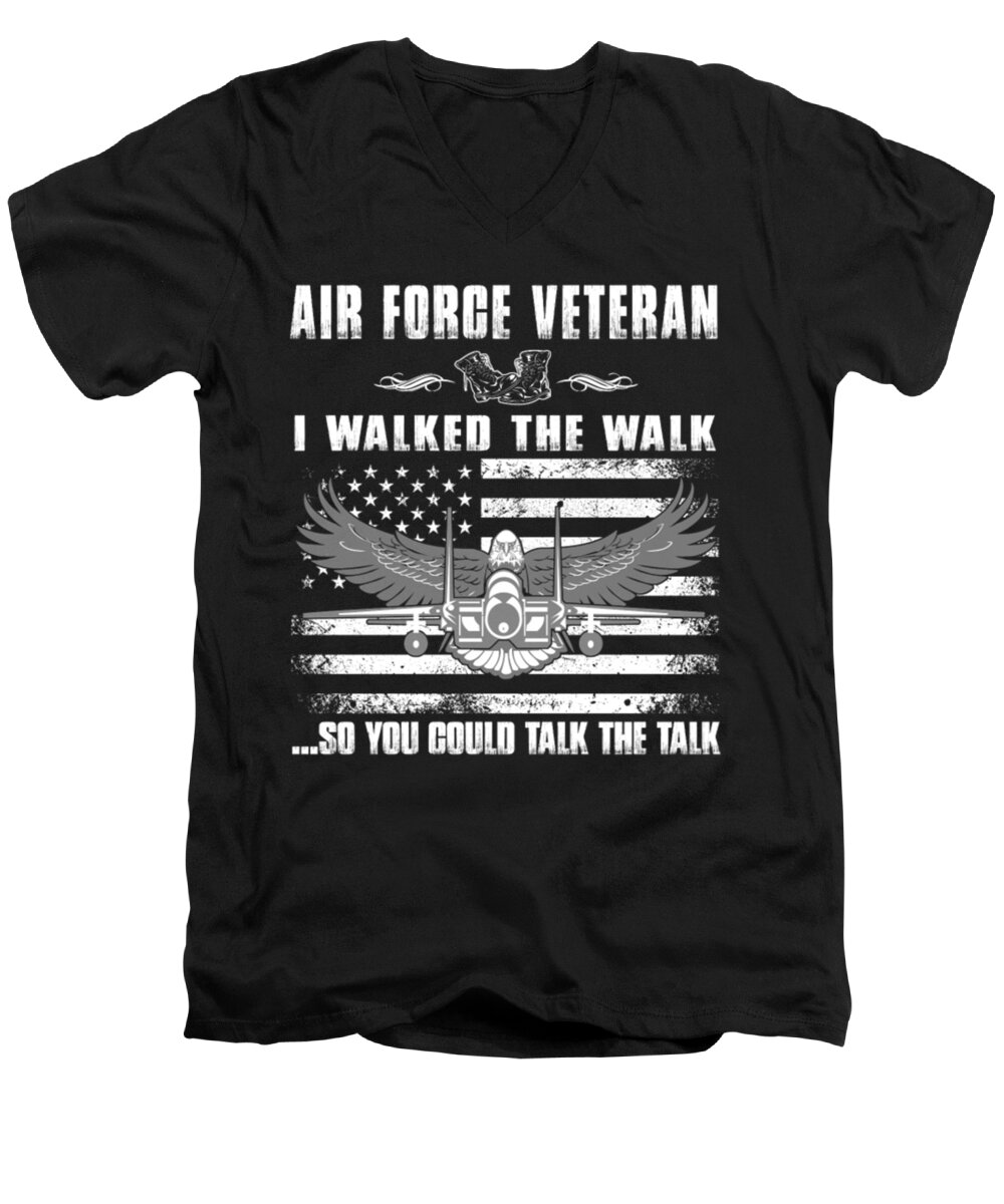 Veteran Men's V-Neck T-Shirt featuring the digital art Air Force Veteran I Walked The Walk by Tinh Tran Le Thanh