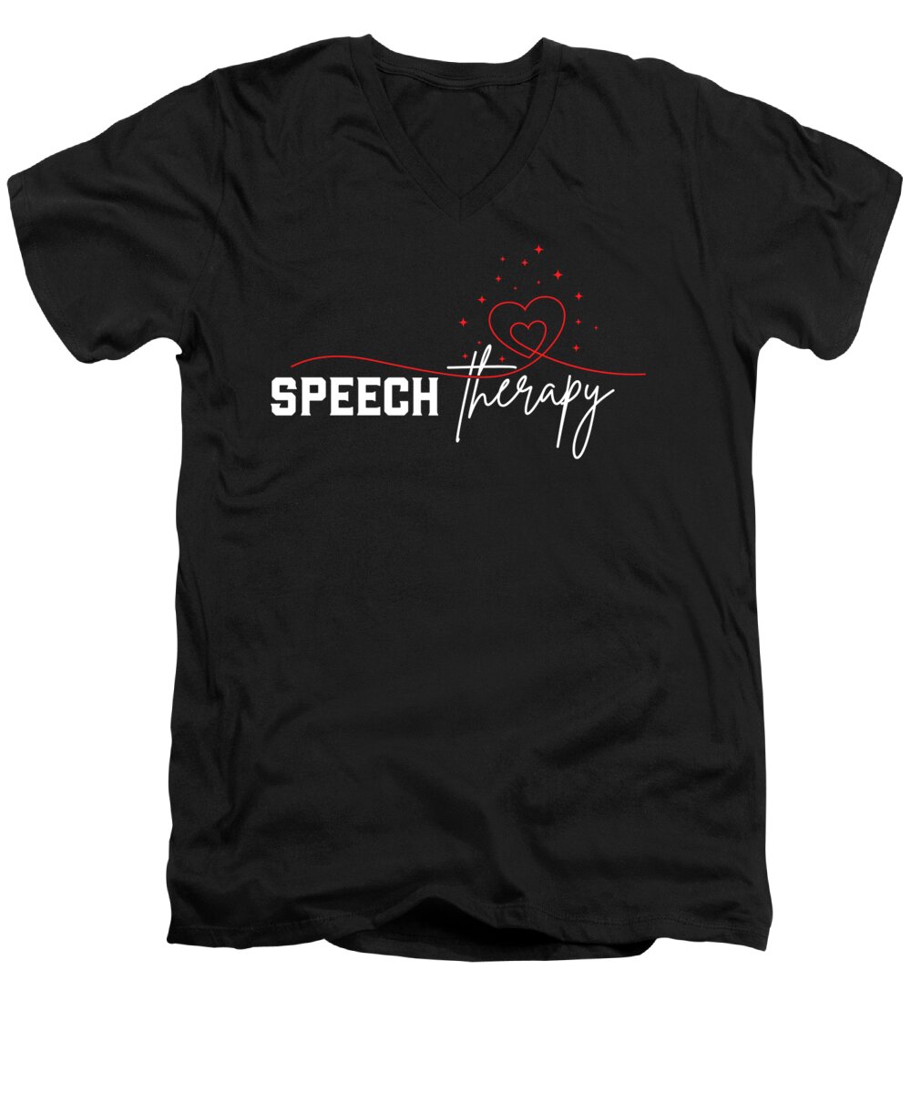 Inspirational Shirt Men's V-Neck T-Shirt featuring the digital art Speech Therapy Shirt, Speech Therapy Sweatshirt, Speech Language Pathologist, Speech Language, No 02 by Mounir Khalfouf