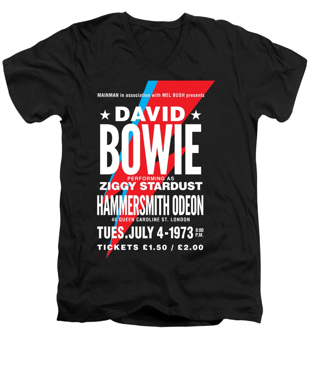 Antique Men's V-Neck T-Shirt featuring the digital art Bowie Poster by Gary Grayson