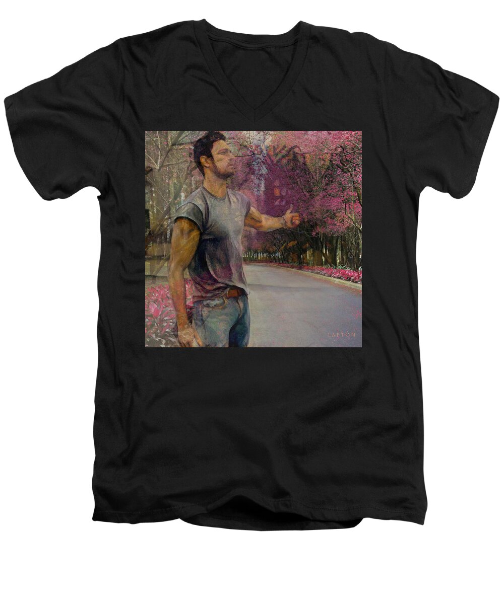 Sexy Men's V-Neck T-Shirt featuring the digital art Bradley A. by Richard Laeton