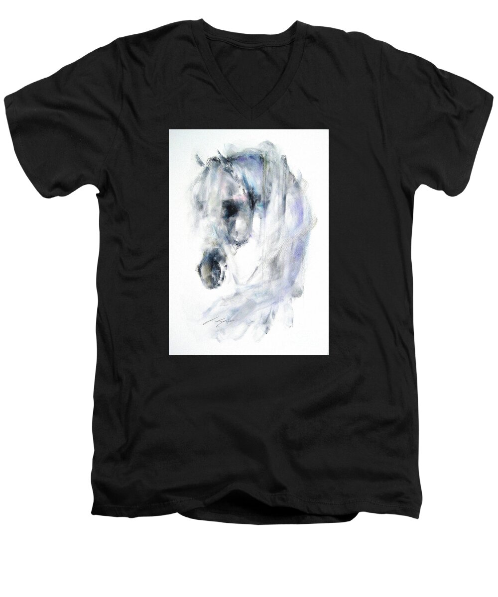 Equestrian Painting Men's V-Neck T-Shirt featuring the painting Celeste by Janette Lockett