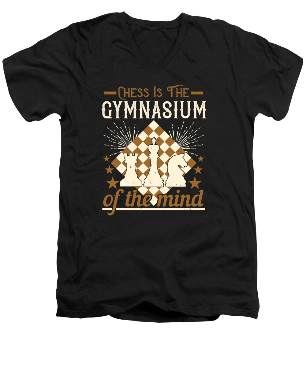 Queen Men's V-Neck T-Shirt featuring the digital art Chess is the gymnasium of the mind by Jacob Zelazny