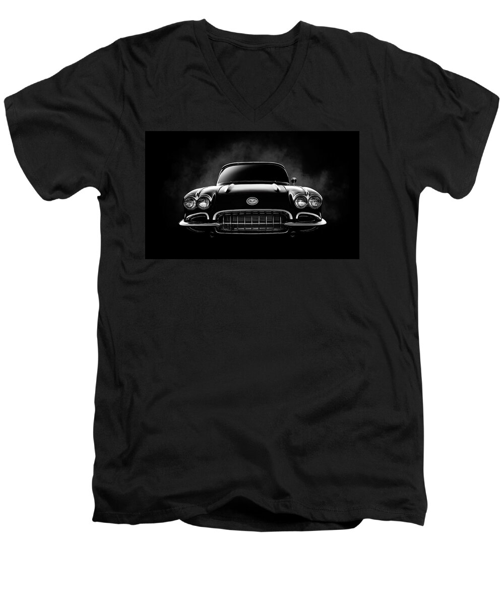 Corvette Men's V-Neck T-Shirt featuring the digital art Circa '59 by Douglas Pittman