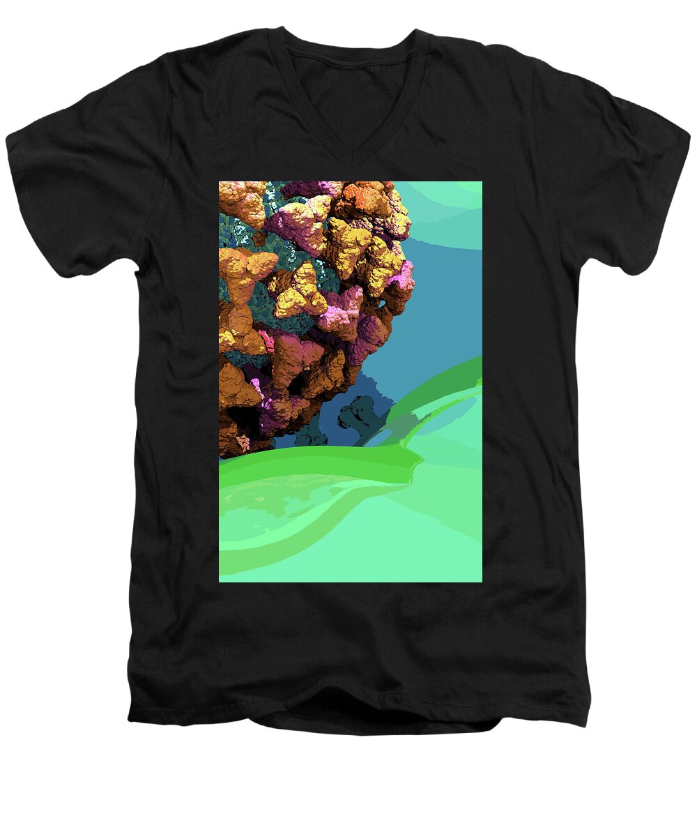 Ace2 Men's V-Neck T-Shirt featuring the digital art Coronavirus ACE2 Abstract by Russell Kightley
