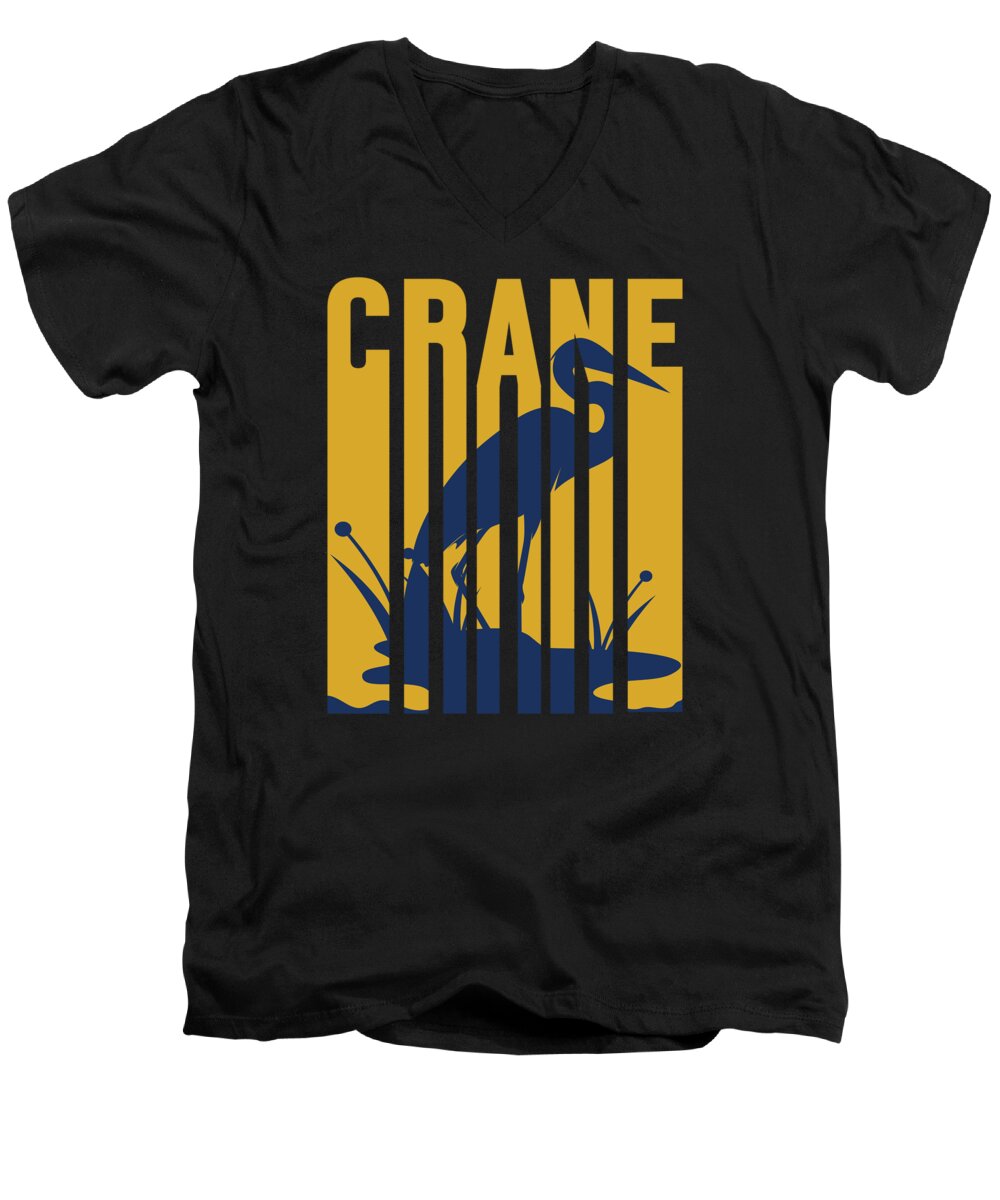 Crane Men's V-Neck T-Shirt featuring the digital art Crane Bird Watching Japan Japanese Culture Gift by Thomas Larch