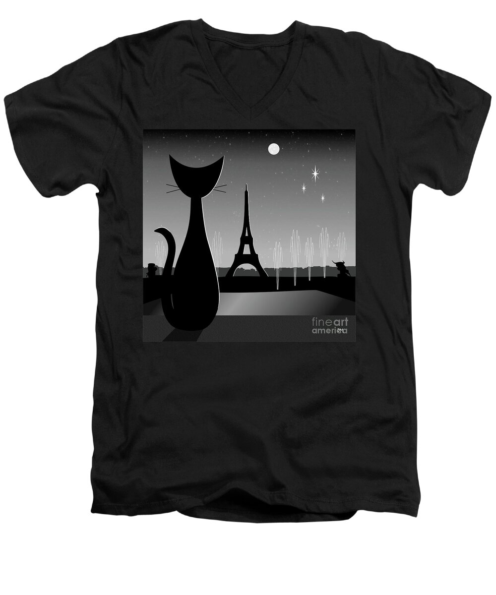 Eiffel Tower Men's V-Neck T-Shirt featuring the digital art Eiffel Tower by Donna Mibus