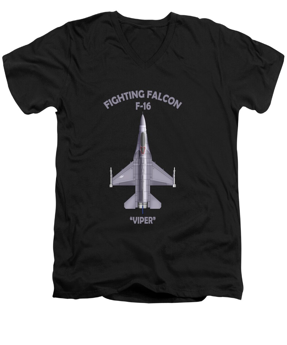 F-16 Fighting Falcon Men's V-Neck T-Shirt featuring the photograph F-16 Fighting Falcon by Mark Rogan