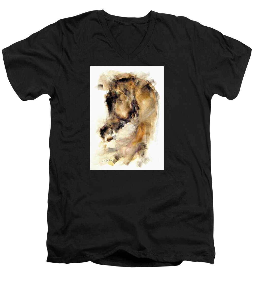 Horse Painting Men's V-Neck T-Shirt featuring the painting Faruk by Janette Lockett