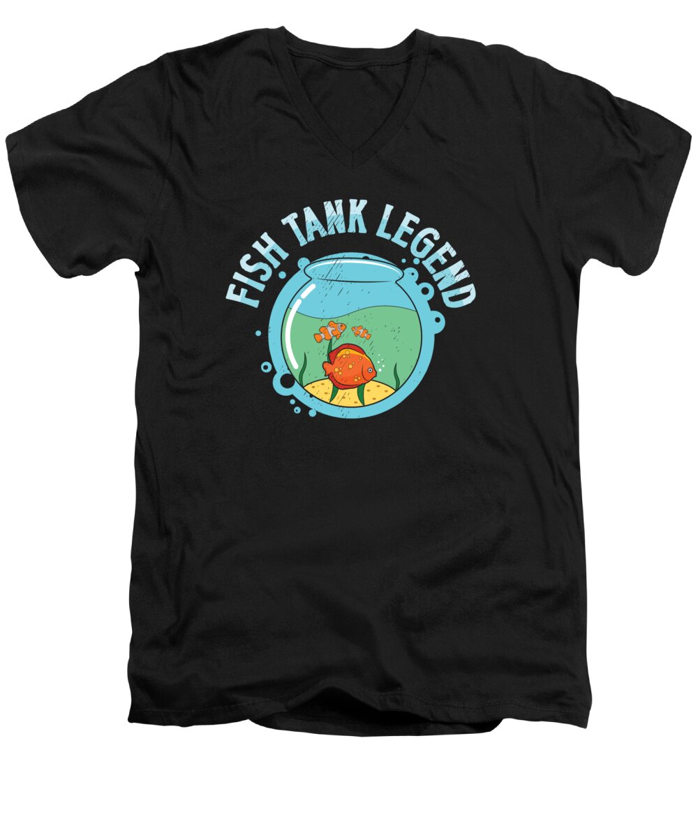 Fish Tank Men's V-Neck T-Shirt featuring the digital art Fish Tank Aquarium Aquarium Keeper Legend by Toms Tee Store