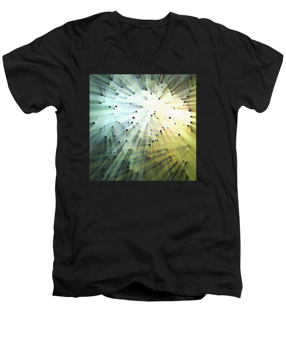 Abstract Men's V-Neck T-Shirt featuring the digital art Forest Light by Scott Norris