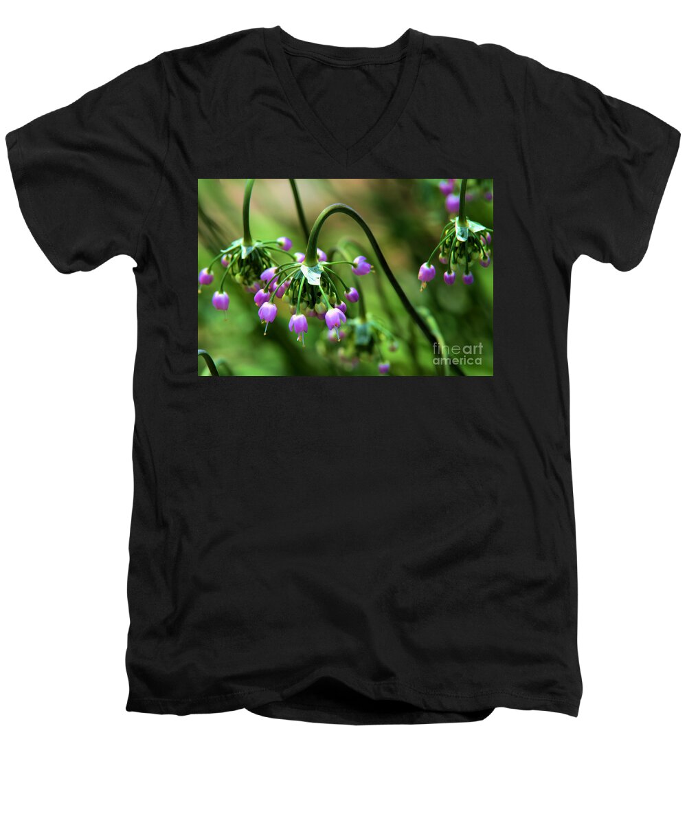 Allium Men's V-Neck T-Shirt featuring the photograph Graceful Stem and blooms by Kae Cheatham