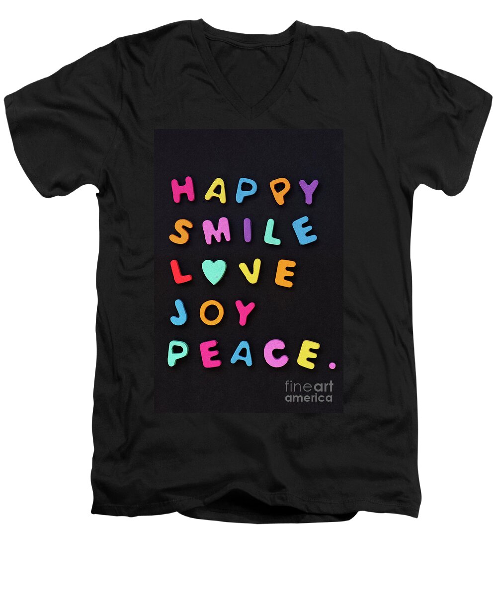 Love Men's V-Neck T-Shirt featuring the photograph Happy Smile Love Joy Peace by Tim Gainey