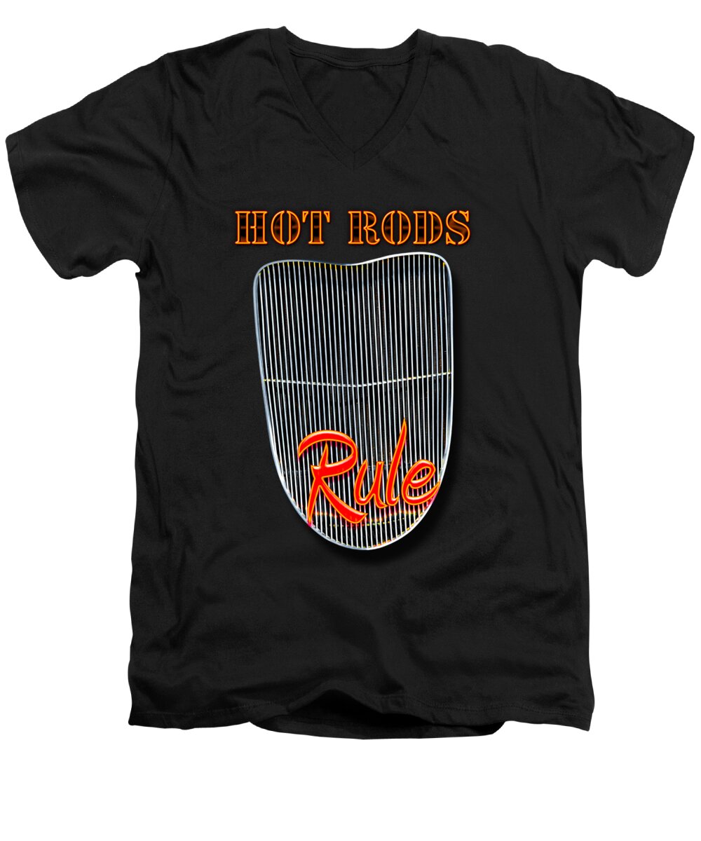David Lawson Photography Men's V-Neck T-Shirt featuring the photograph Hot Rods Rule by David Lawson