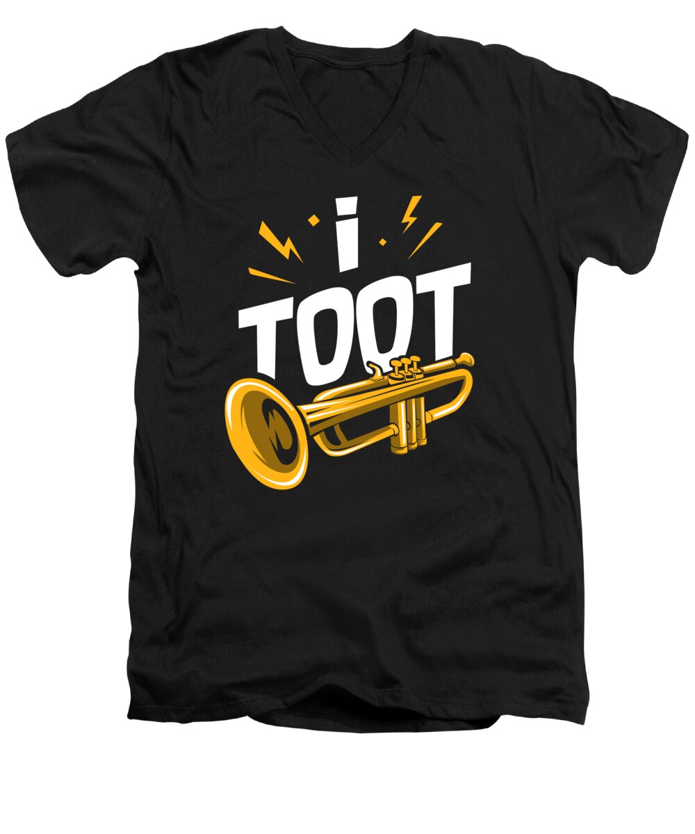 Drum Men's V-Neck T-Shirt featuring the digital art I Toot Trumpet Music Instrument March Band by Mister Tee