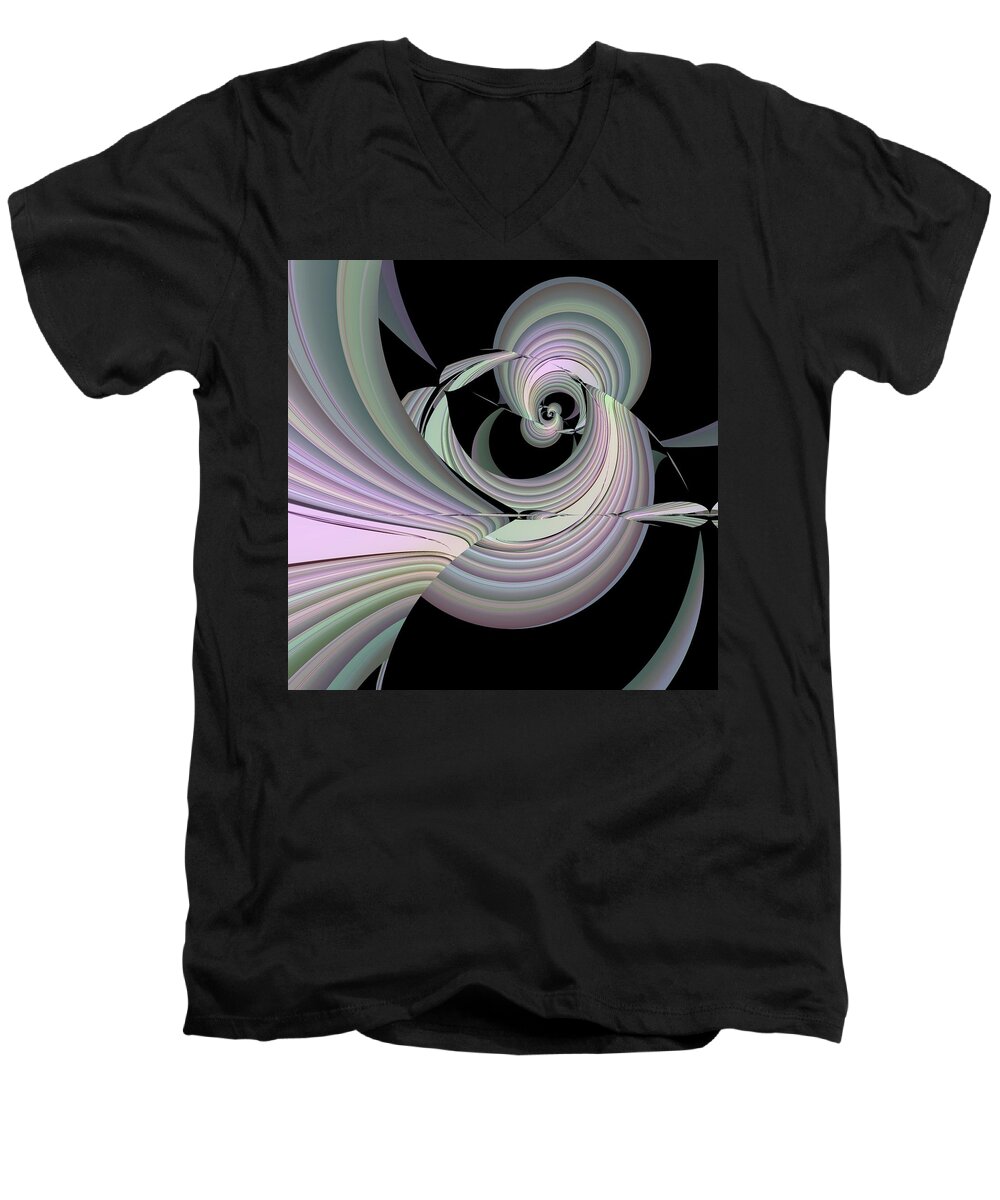 Abstract Men's V-Neck T-Shirt featuring the digital art Intospection by Judi Suni Hall