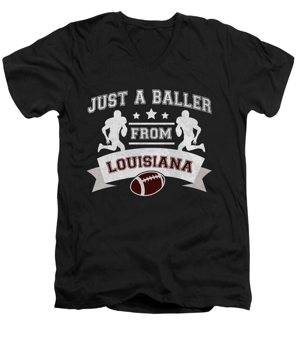 Louisiana Football Men's V-Neck T-Shirt featuring the digital art Just a Baller from Louisiana Football Player by Jacob Zelazny