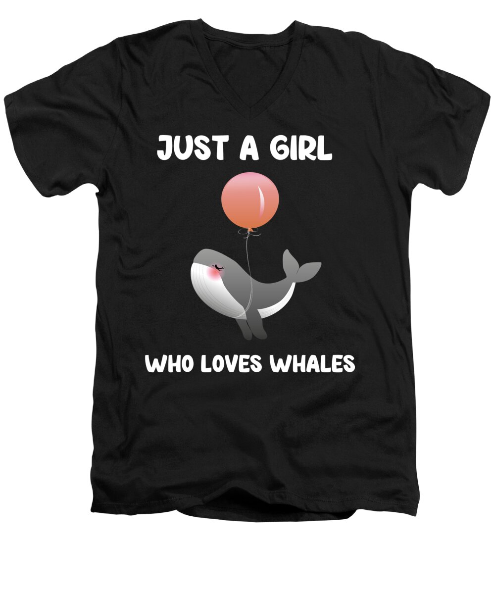 Whale Men's V-Neck T-Shirt featuring the digital art Just a Girl who loves whales cute T Shirt gift by Toms Tee Store