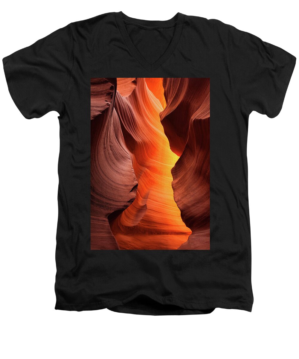 Canyon Men's V-Neck T-Shirt featuring the photograph Lady of the Flame by Darren White