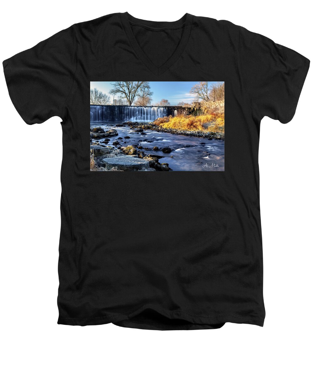 Canon 5d Mkii Men's V-Neck T-Shirt featuring the photograph Lanesboro Dam - Autumn by Al Mueller