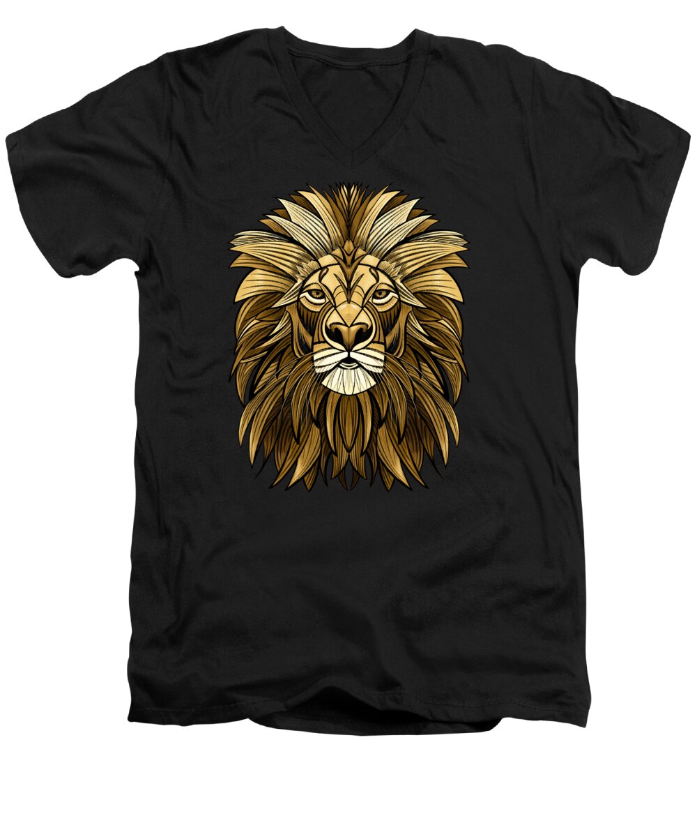 Leo Men's V-Neck T-Shirt featuring the digital art Majestic Lion No Background by John Gibbs