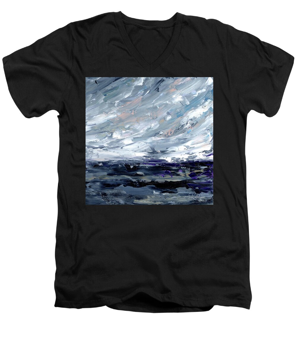 Turmoil Men's V-Neck T-Shirt featuring the painting Mislplaced Emotions by Cindy Johnston