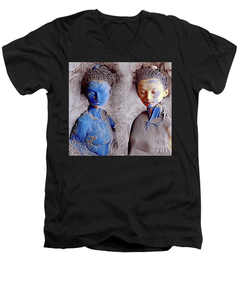 Surreal Men's V-Neck T-Shirt featuring the mixed media Nascent by Bill Owen
