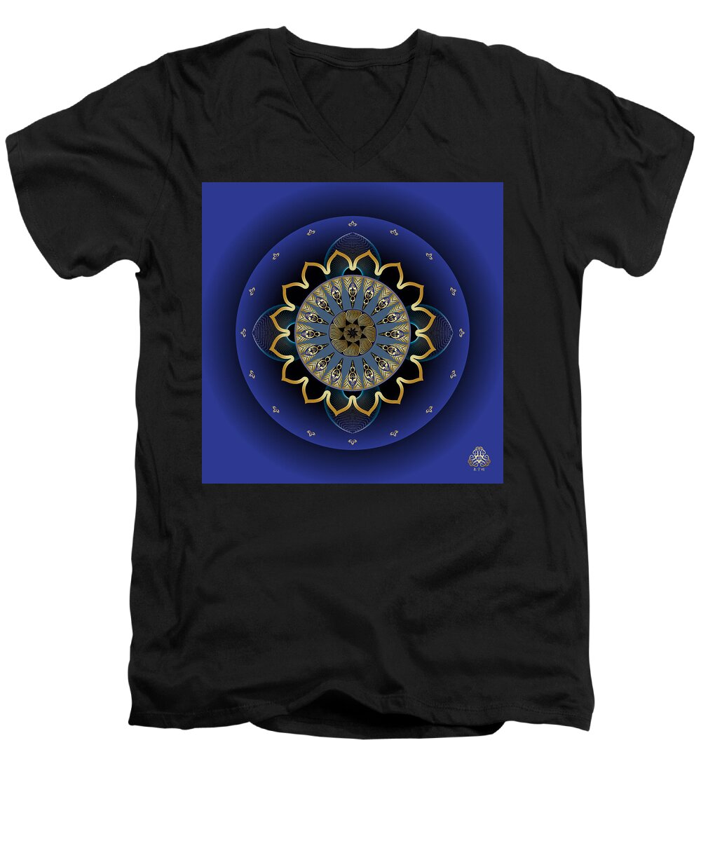 Abstract Mandala Men's V-Neck T-Shirt featuring the digital art Ornativo Vero Circulus No 4157 by Alan Bennington