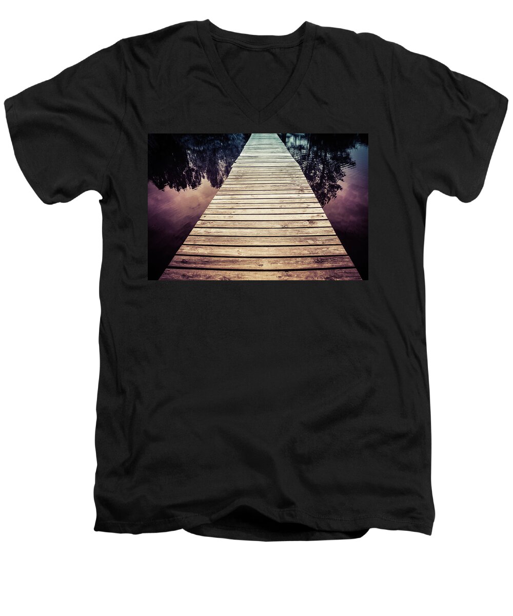 Trail Men's V-Neck T-Shirt featuring the photograph Reflective Walk #3 by Jennifer Wright