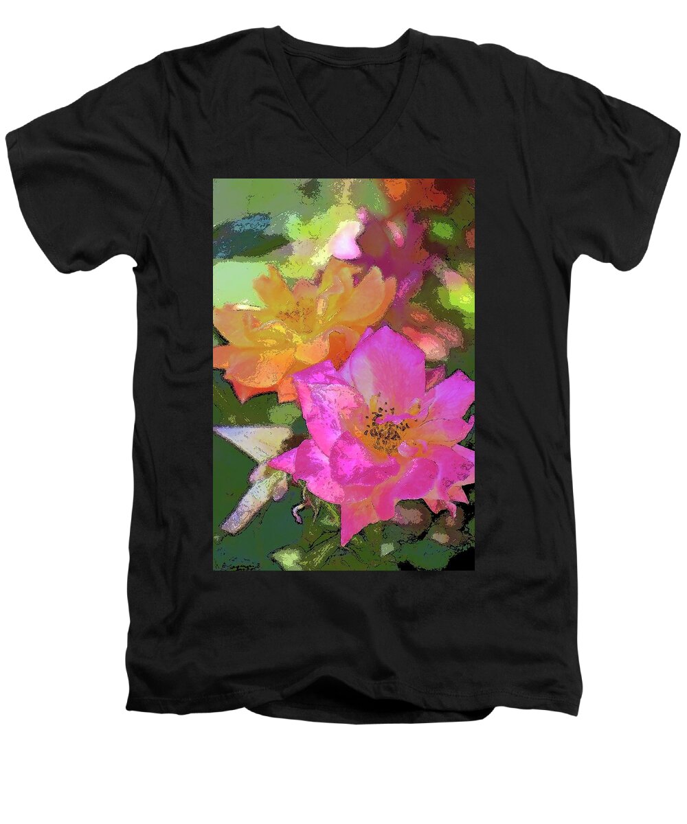 Floral Men's V-Neck T-Shirt featuring the photograph Rose 114 by Pamela Cooper