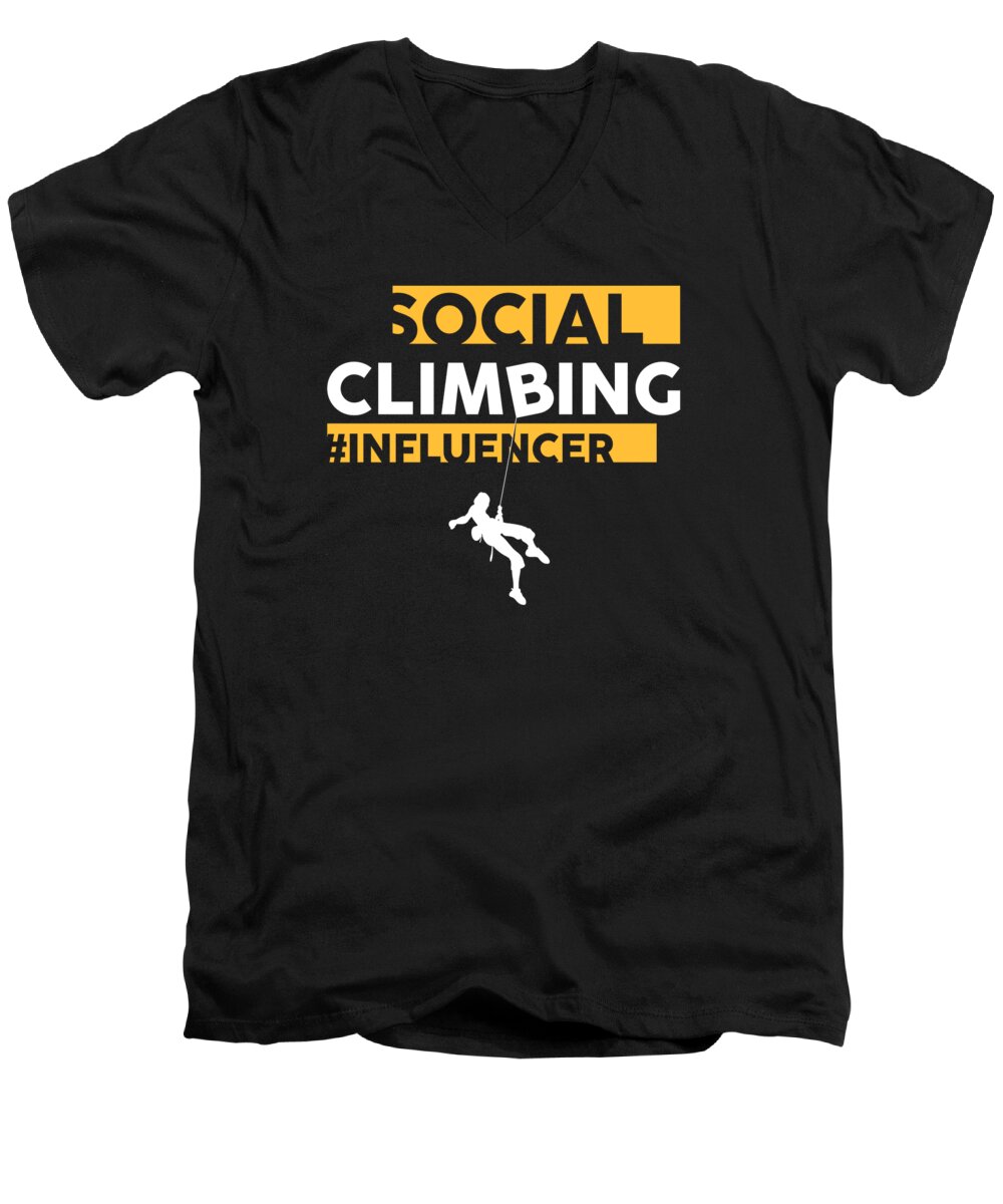 Influencer Men's V-Neck T-Shirt featuring the digital art Social Media Influencer Social Climbing Meme by Toms Tee Store