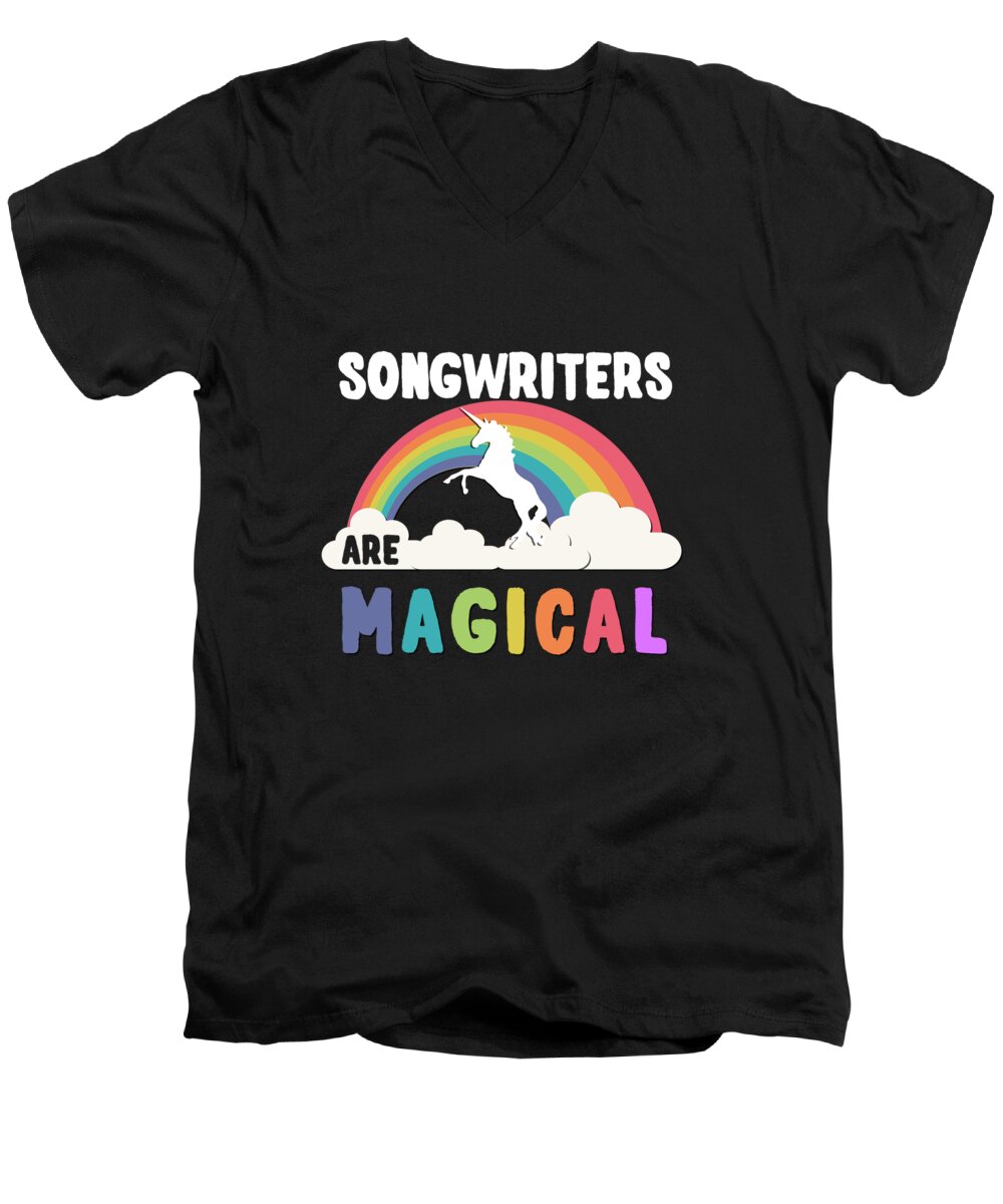 Funny Men's V-Neck T-Shirt featuring the digital art Songwriters Are Magical by Flippin Sweet Gear