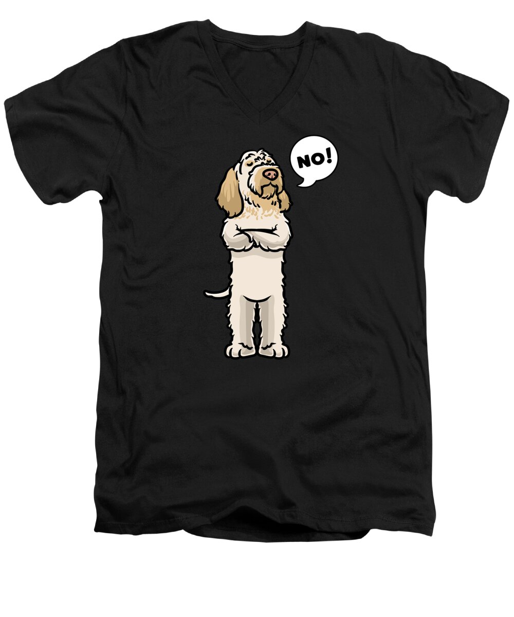 Spinone Italiano Men's V-Neck T-Shirt featuring the digital art Stubborn Spinone Italiano Dog by Joyce W