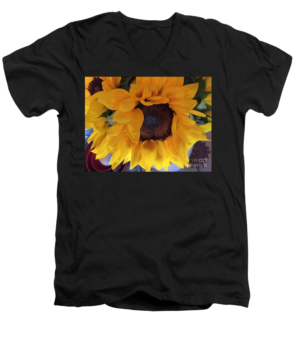 Sunny Men's V-Neck T-Shirt featuring the photograph Sunflower Series 1-3 by J Doyne Miller