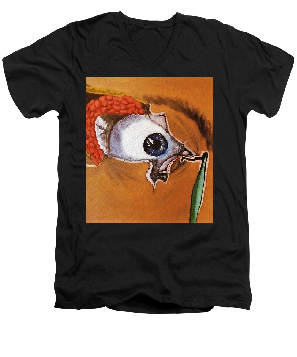 Eye Men's V-Neck T-Shirt featuring the painting Tear Duct by Joan Stratton