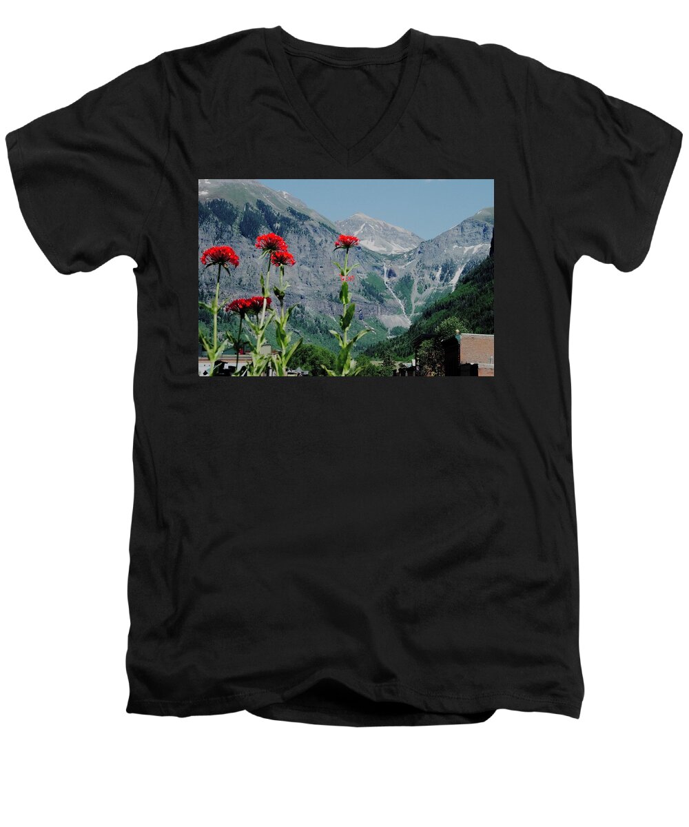 Mountain Town Men's V-Neck T-Shirt featuring the photograph Teluride by Will Burlingham